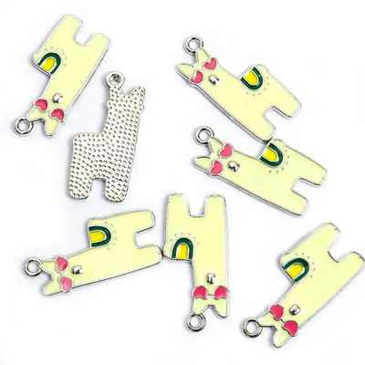 10 vnt. Emalio Gyvūnų Alpakos Pakabukas Metalo Mažų Gyvūnų Pakabukas Papuošalams Gaminti Mielas Auskarų Pakabukas Apyrankės Kaklo papuošalas