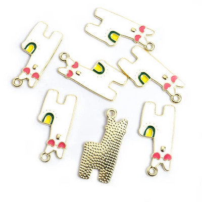 10 vnt. Emalio Gyvūnų Alpakos Pakabukas Metalo Mažų Gyvūnų Pakabukas Papuošalams Gaminti Mielas Auskarų Pakabukas Apyrankės Kaklo papuošalas