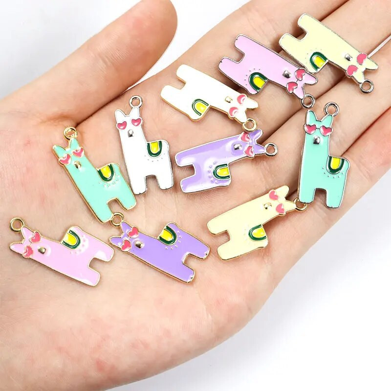 10 vnt. Emalio Gyvūnų Alpakos Pakabukas Metalo Mažų Gyvūnų Pakabukas Papuošalams Gaminti Mielas Auskarų Pakabukas Apyrankės Kaklo papuošalas