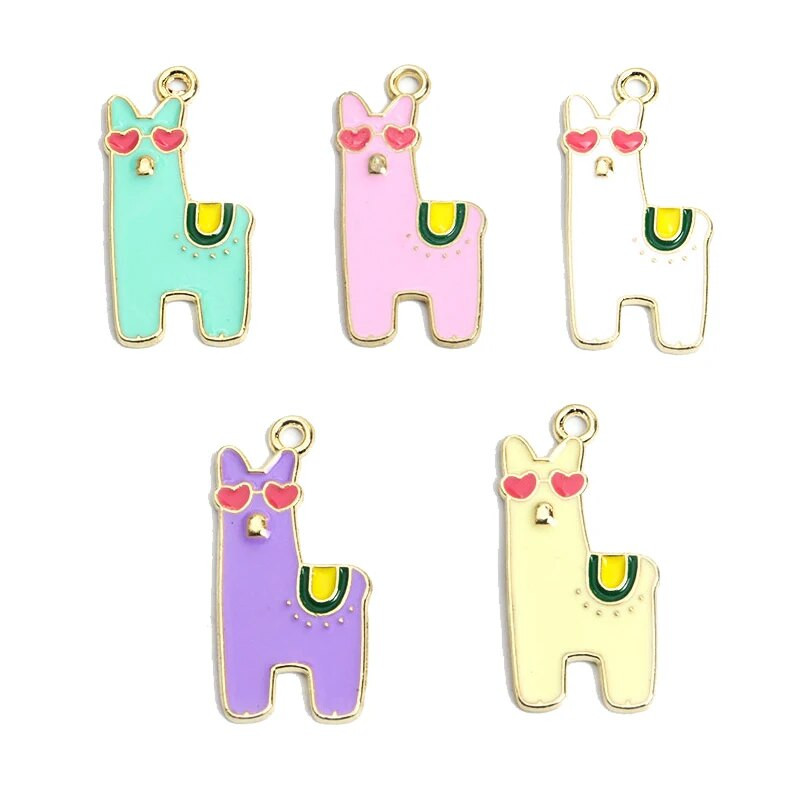 10 vnt. Emalio Gyvūnų Alpakos Pakabukas Metalo Mažų Gyvūnų Pakabukas Papuošalams Gaminti Mielas Auskarų Pakabukas Apyrankės Kaklo papuošalas