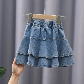 2023 Летни детски момичета Синя дънкова мини пола Детски ежедневни дрехи за тийнейджъри 4-16 години