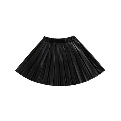 Laste tüdrukute nahast plisseeritud seelikud, elastne vöökoht, ühevärviline põlvedeni elegantne poolseelik 1-6T