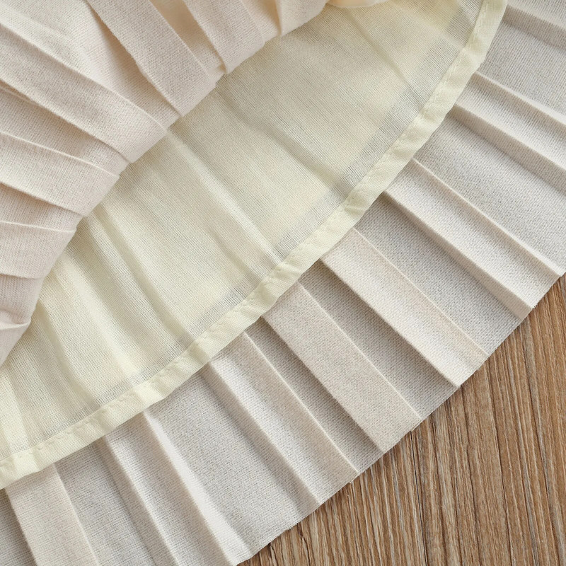 Vaikiški mergaičių odiniai klostuoti sijonai, elastingas juosmuo Vienspalvis iki kelių Elegantiškas pussijonas 1-6T