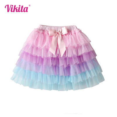 VIKITA Момичета Tulle Tutu Skirts Детска принцеса Многопластова бална рокля Pettiskirt Ballet Dance Party Birthday Cake Сладка мини пола