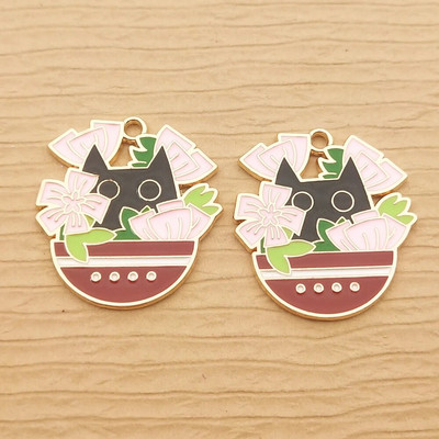 10 τεμ. Γούρι Kawaii Cat για κοσμήματα που φτιάχνει χαριτωμένο σμάλτο μενταγιόν ζώων Diy Craft Supplies Μεταλλικά Υλικά Κολιέ Γούρια βραχιόλι