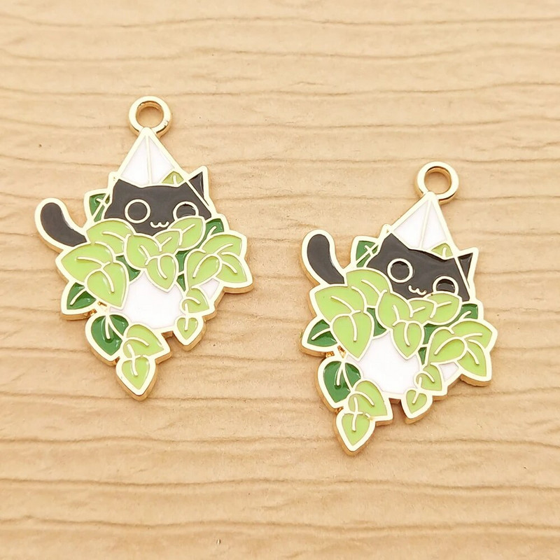 10 τεμ. Γούρι Kawaii Cat για κοσμήματα που φτιάχνει χαριτωμένο σμάλτο μενταγιόν ζώων Diy Craft Supplies Μεταλλικά Υλικά Κολιέ Γούρια βραχιόλι