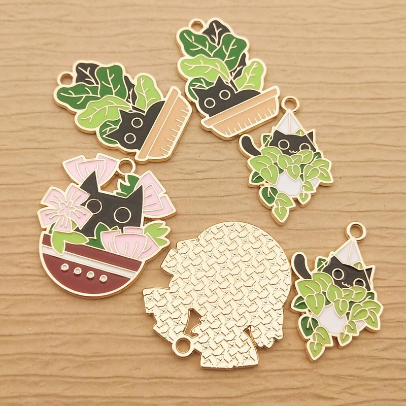 10 τεμ. Γούρι Kawaii Cat για κοσμήματα που φτιάχνει χαριτωμένο σμάλτο μενταγιόν ζώων Diy Craft Supplies Μεταλλικά Υλικά Κολιέ Γούρια βραχιόλι