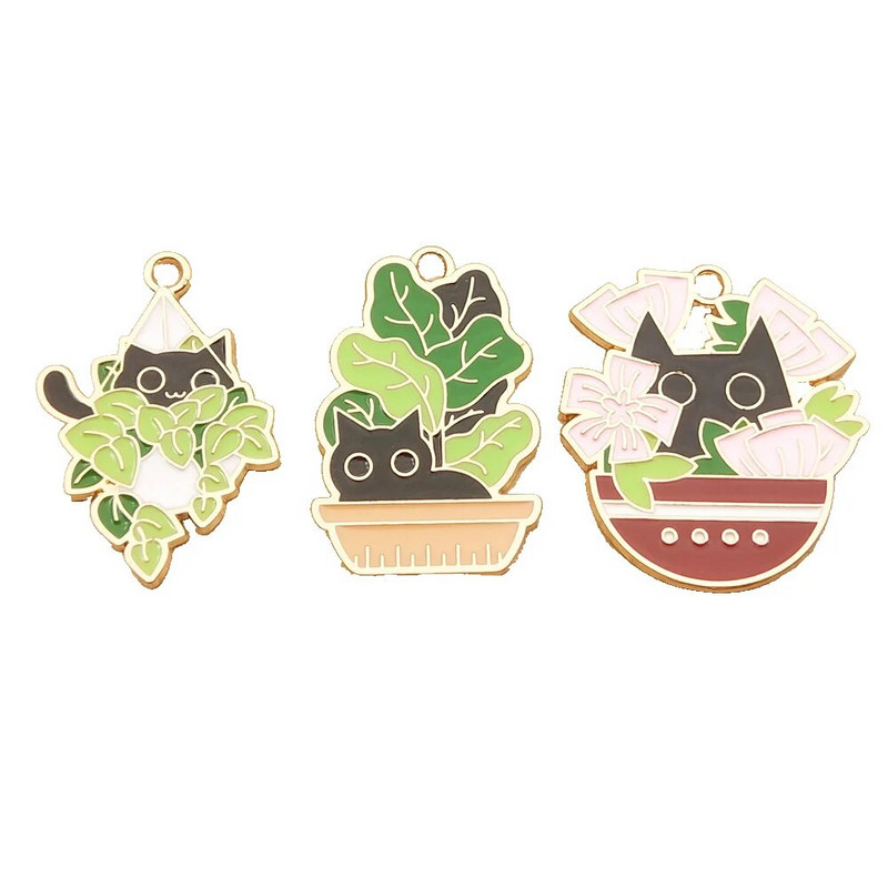 10 τεμ. Γούρι Kawaii Cat για κοσμήματα που φτιάχνει χαριτωμένο σμάλτο μενταγιόν ζώων Diy Craft Supplies Μεταλλικά Υλικά Κολιέ Γούρια βραχιόλι