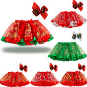 2T-11T Copii Fete Crăciun Fusta de Crăciun Roșu Verde Fustă Tutu Tulle Pufoasă Fustă de dans Prințesă Costum cu fundă Accesorii foto Fusta pentru bebeluși