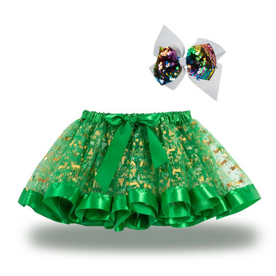 2T-11T Copii Fete Crăciun Fusta de Crăciun Roșu Verde Fustă Tutu Tulle Pufoasă Fustă de dans Prințesă Costum cu fundă Accesorii foto Fusta pentru bebeluși