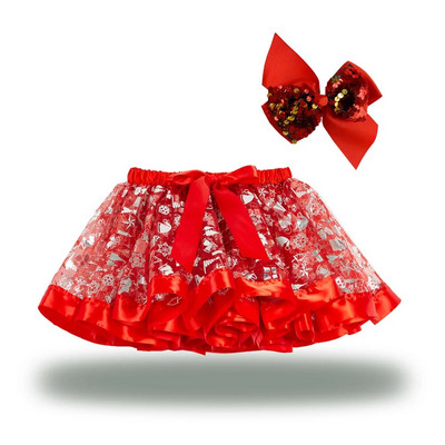 2T-11T Copii Fete Crăciun Fusta de Crăciun Roșu Verde Fustă Tutu Tulle Pufoasă Fustă de dans Prințesă Costum cu fundă Accesorii foto Fusta pentru bebeluși
