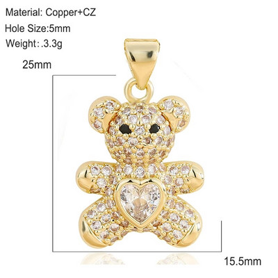 Mieli meškiuko pakabukai papuošalai „pasidaryk pats“ apyrankės, karoliai, auskarai, aksesuarai, mielas žavesys, mada, populiari medžiaga, padengta variu