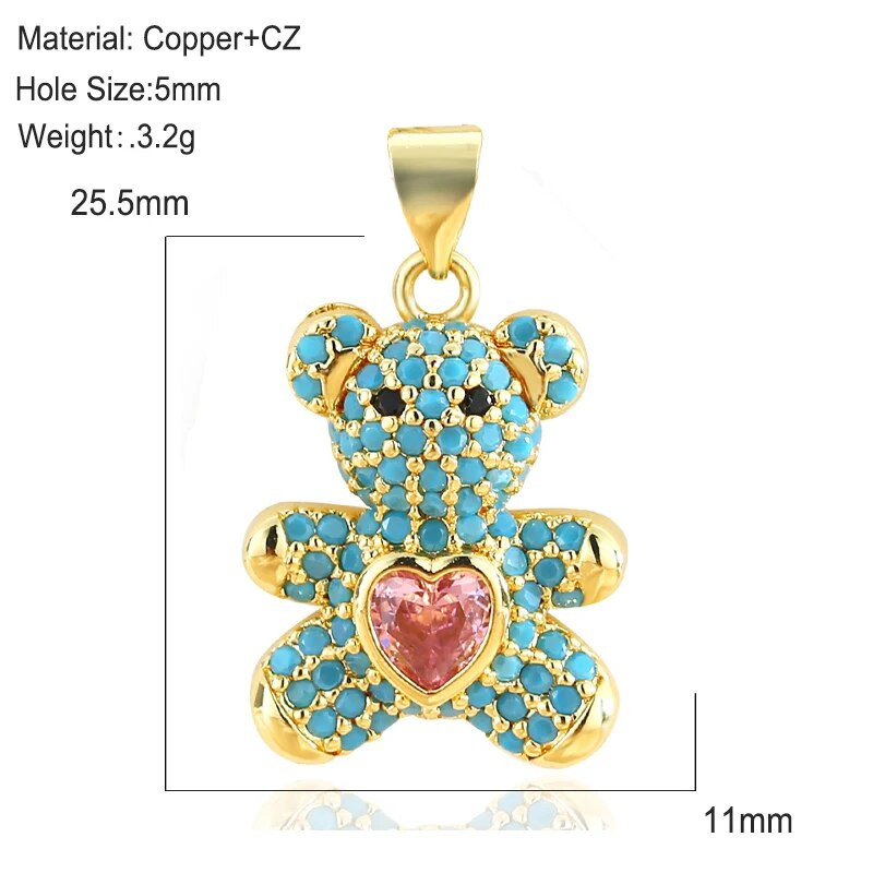 Mieli meškiuko pakabukai papuošalai „pasidaryk pats“ apyrankės, karoliai, auskarai, aksesuarai, mielas žavesys, mada, populiari medžiaga, padengta variu