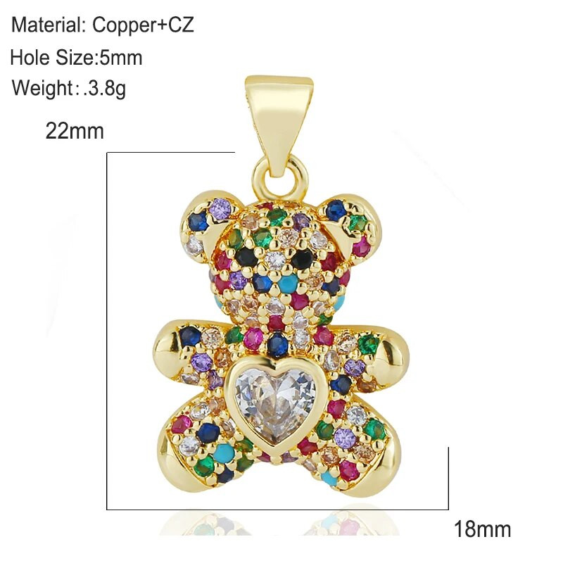 Mieli meškiuko pakabukai papuošalai „pasidaryk pats“ apyrankės, karoliai, auskarai, aksesuarai, mielas žavesys, mada, populiari medžiaga, padengta variu