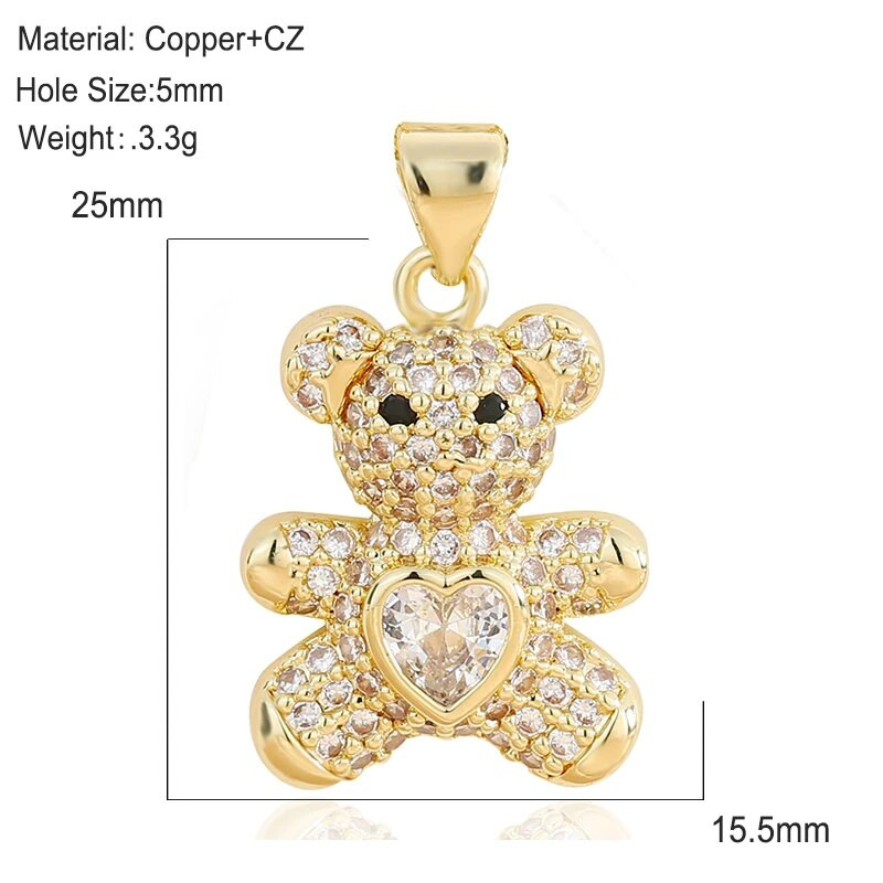 Mieli meškiuko pakabukai papuošalai „pasidaryk pats“ apyrankės, karoliai, auskarai, aksesuarai, mielas žavesys, mada, populiari medžiaga, padengta variu