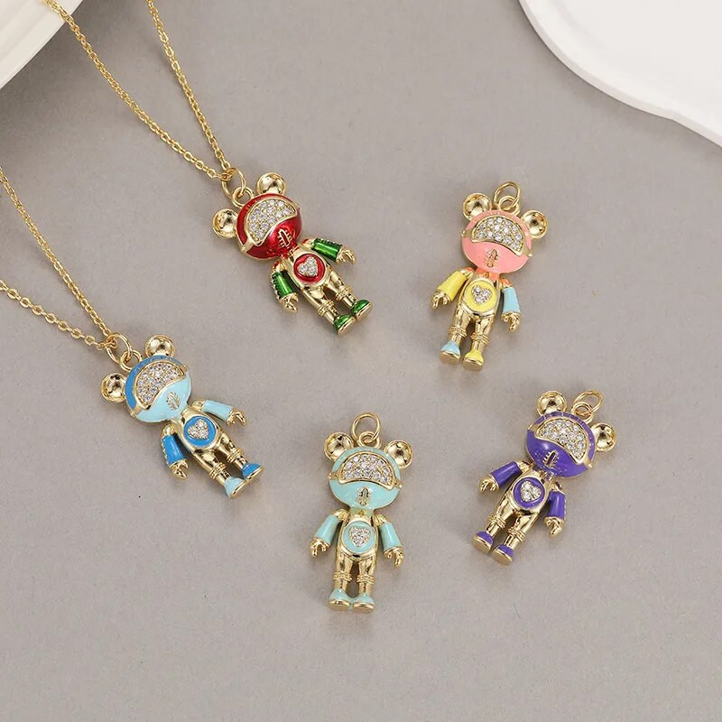 Mieli meškiuko pakabukai papuošalai „pasidaryk pats“ apyrankės, karoliai, auskarai, aksesuarai, mielas žavesys, mada, populiari medžiaga, padengta variu