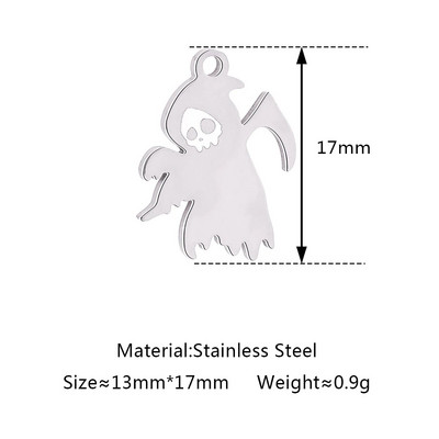 5 tk / partii õõnsad Halloweeni teemalised amuletid roostevabast terasest pealuu / kõrvits / vampiiri nahkhiir / nõid / ämblik / kummitusripatsid ehete valmistamiseks