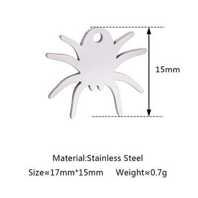 5 tk / partii õõnsad Halloweeni teemalised amuletid roostevabast terasest pealuu / kõrvits / vampiiri nahkhiir / nõid / ämblik / kummitusripatsid ehete valmistamiseks