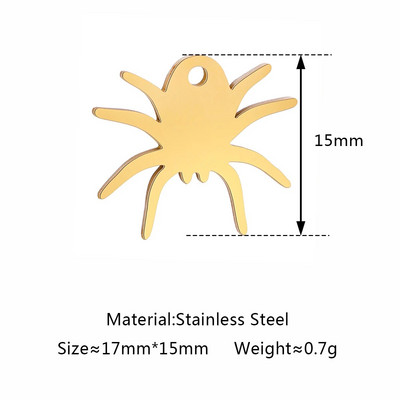 5 tk / partii õõnsad Halloweeni teemalised amuletid roostevabast terasest pealuu / kõrvits / vampiiri nahkhiir / nõid / ämblik / kummitusripatsid ehete valmistamiseks