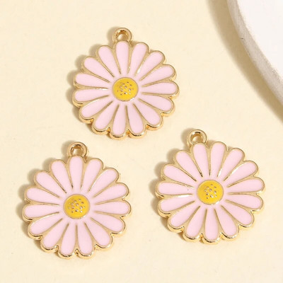 10 tk kullavärvi 21x18mm armsad värvilised päevalillevõlusid lillemailiga ripats DIY käsitsi valmistatud ehete valmistamise tarvikutele