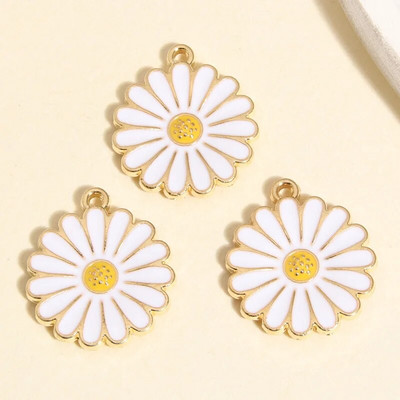 10 tk kullavärvi 21x18mm armsad värvilised päevalillevõlusid lillemailiga ripats DIY käsitsi valmistatud ehete valmistamise tarvikutele