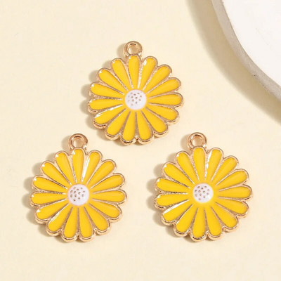 10 tk kullavärvi 21x18mm armsad värvilised päevalillevõlusid lillemailiga ripats DIY käsitsi valmistatud ehete valmistamise tarvikutele