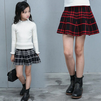 Σχολική Φούστα Πλεκτή Παιδική Καρό Φούστες Ψηλόμεση Πριγκίπισσα Baby Bottoms Χειμώνας Φθινόπωρο Κορίτσια Minis Παιδικά Ρούχα