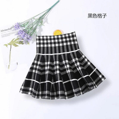 Mokyklos mergaičių sijonas megztas vaikiškas languotas sijonas aukštu juosmeniu princesės apatinės kelnės žiemai rudeniui mergaičių mini sijonai vaikiški drabužiai