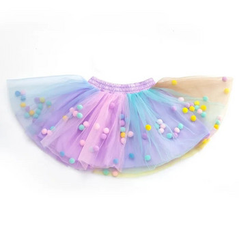 Бебешка пола-пачка от тюл в цвят бонбони Бебешка пола-пачка принцеса Мини рокля с помпон Детско облекло Петтипола Дрехи за момиче
