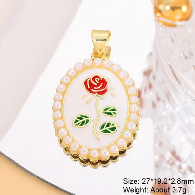 Juya Χειροτεχνία Luxury 18 καρατίων με πραγματικό επιχρυσωμένο μικροπλατό ζιργκόν Υλικό χαλκού DIY Σταγόνα νερού Οβάλ Πολύχρωμα Γούρια από σμάλτο