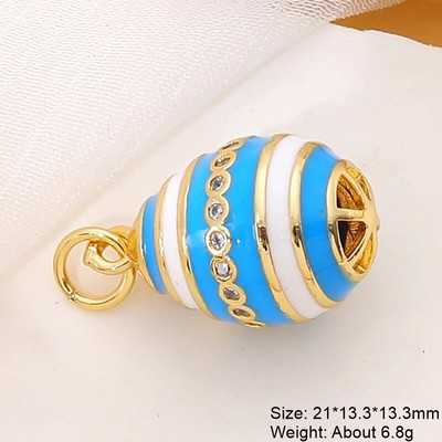 Juya Χειροτεχνία Luxury 18 καρατίων με πραγματικό επιχρυσωμένο μικροπλατό ζιργκόν Υλικό χαλκού DIY Σταγόνα νερού Οβάλ Πολύχρωμα Γούρια από σμάλτο