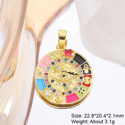 Juya Χειροτεχνία Luxury 18 καρατίων με πραγματικό επιχρυσωμένο μικροπλατό ζιργκόν Υλικό χαλκού DIY Σταγόνα νερού Οβάλ Πολύχρωμα Γούρια από σμάλτο