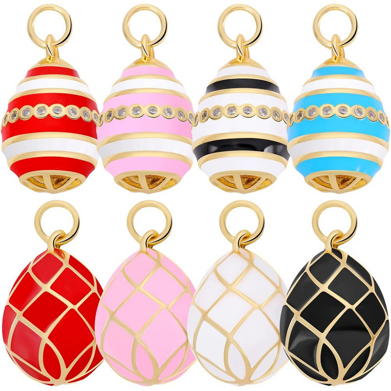 Juya Χειροτεχνία Luxury 18 καρατίων με πραγματικό επιχρυσωμένο μικροπλατό ζιργκόν Υλικό χαλκού DIY Σταγόνα νερού Οβάλ Πολύχρωμα Γούρια από σμάλτο