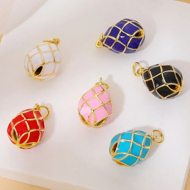 Juya Χειροτεχνία Luxury 18 καρατίων με πραγματικό επιχρυσωμένο μικροπλατό ζιργκόν Υλικό χαλκού DIY Σταγόνα νερού Οβάλ Πολύχρωμα Γούρια από σμάλτο