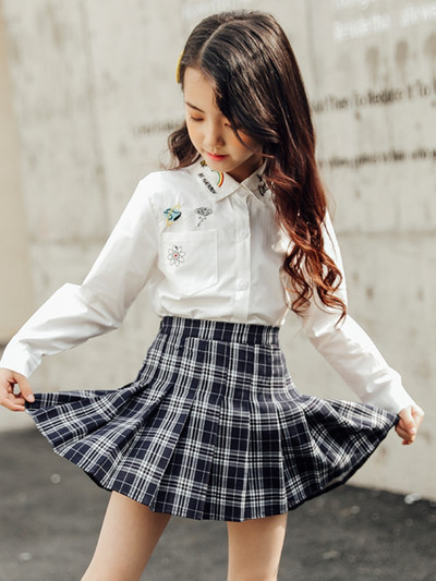 Vintage πλισέ φούστα Κοριτσίστικη φούστα για καλοκαιρινή παιδική καρό βαμβακερά σχολικά ρούχα Εφηβικά κορίτσια κάτω παιδικά ρούχα Sukienka Kleid