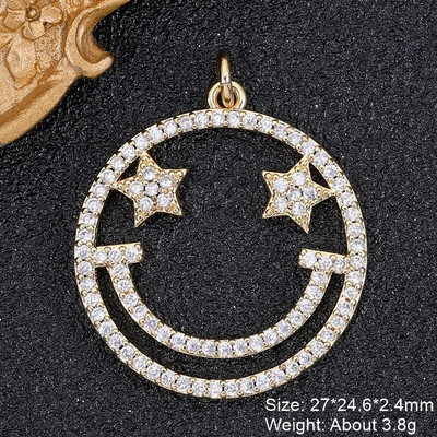 Juya käsitsi valmistatud 18K kullatud naeratusnägu öökull liblikas sidruni emailiga ristikaru ümmargune kotka amuletid naiste isetegemiseks ehete valmistamiseks