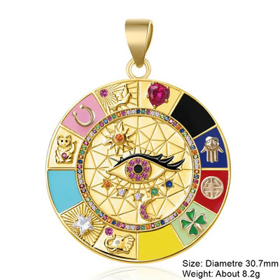 Juya käsitsi valmistatud 18K kullatud naeratusnägu öökull liblikas sidruni emailiga ristikaru ümmargune kotka amuletid naiste isetegemiseks ehete valmistamiseks