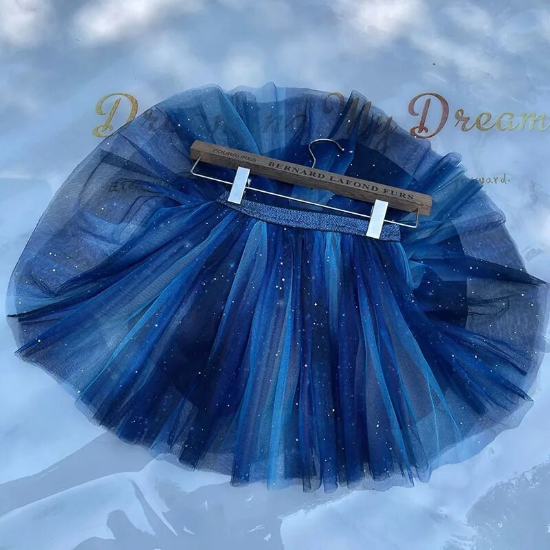 Μόδα Παιδικά Κορίτσια Διχτυωτές Φούστες Παγιέτες Πριγκίπισσα Pretty Stars Φθορίζον λουλουδάτο πλισέ Tutu Κέντημα Κορίτσι Δαντέλα Ρούχα χορού