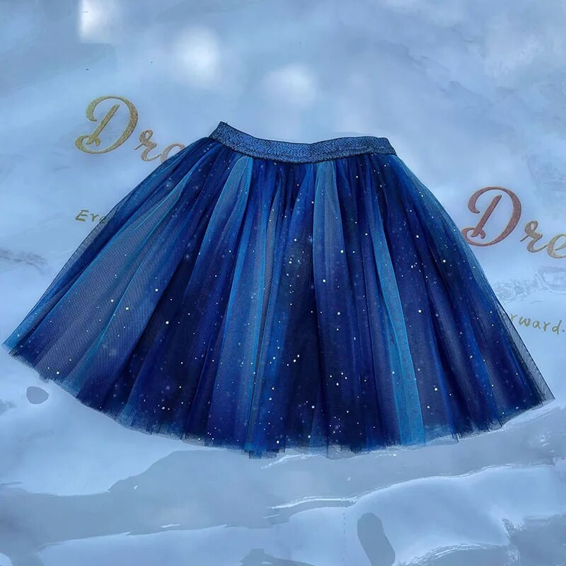 Μόδα Παιδικά Κορίτσια Διχτυωτές Φούστες Παγιέτες Πριγκίπισσα Pretty Stars Φθορίζον λουλουδάτο πλισέ Tutu Κέντημα Κορίτσι Δαντέλα Ρούχα χορού