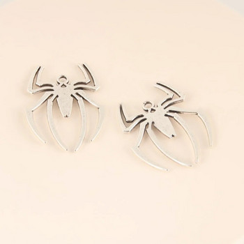 10 τμχ Ασημί χρώμα Halloween Charms Spider Animal Pendant Craft Supplies Pendants For DIY Craft Making Accessorie