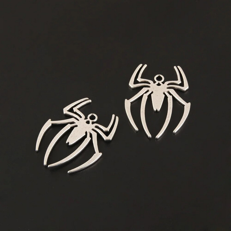 10 vnt Sidabrinės spalvos Helovino pakabukai Spider Animal Pakabukas Amatų reikmenys Pakabukai, skirti „Pasidaryk pats“ amatų kūrimo reikmenys