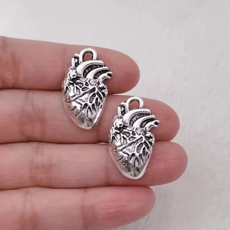 10 komada 25*14 mm emajl srebrne boje ljudsko srce privjesci za organe znanost medicina anatomski privjesak biologija pronalazak nakita