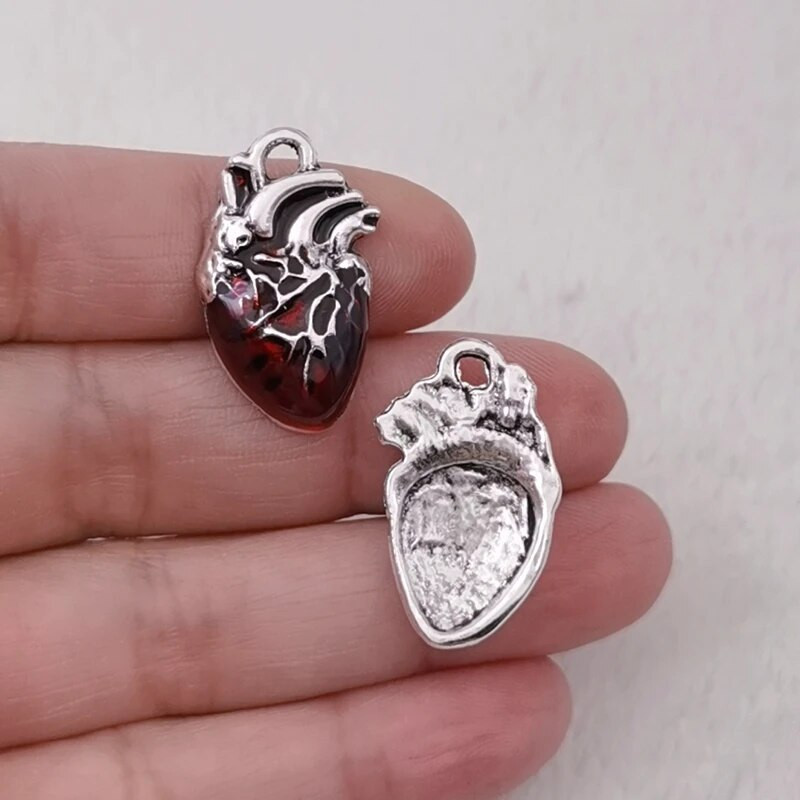 10 komada 25*14 mm emajl srebrne boje ljudsko srce privjesci za organe znanost medicina anatomski privjesak biologija pronalazak nakita