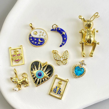 Γούρια κουνελιών πεταλούδα γάτα για κοσμήματα κατασκευής τουρκικών κακών μπλε ματιών Αστέρι καρδιά χρυσό χρώμα Ojo Turco σκουλαρίκια κολιέ βραχιόλι