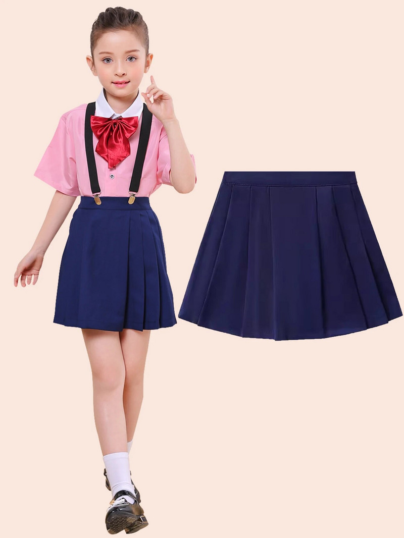 Mornarsko plava plisirana suknja za djevojčice, crna