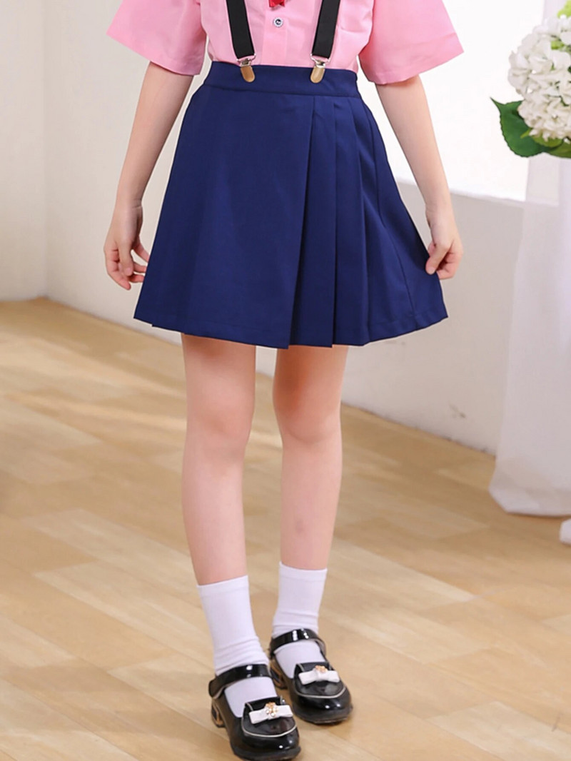 Mornarsko plava plisirana suknja za djevojčice, crna