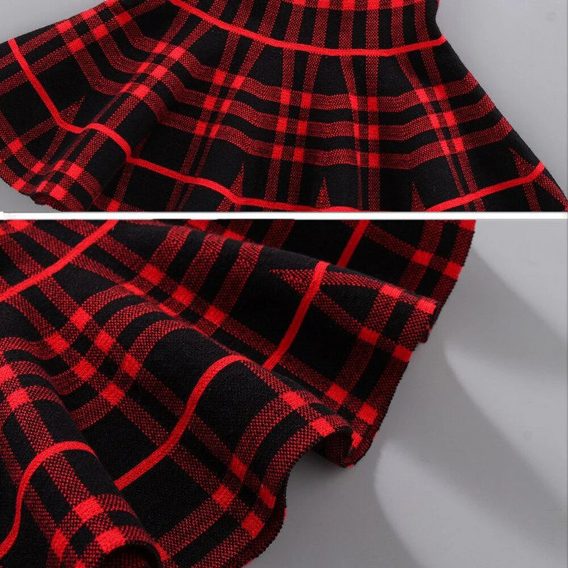 Sügistalvine väikelaste beebitüdrukute seelikud, laste kootud plisseeritud seelik Printsess roosa/must miniseelik, jõulud, lasteriided 2-9T