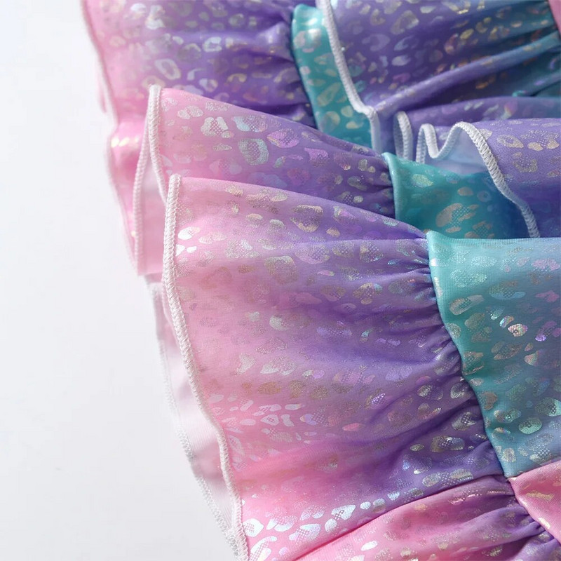 DXTON Kids Girls Mermaid Print seelikud Lastele Läikiv mood Armsad Miniseelikud Lasteriided Tüdrukutele 3-8 Aastatel