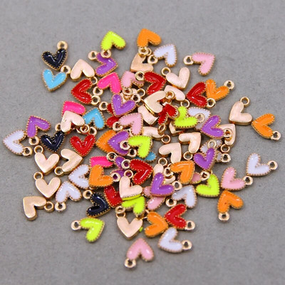 10pcs Dainty Small Colorful Heart Shape Enamel Charm All Colors Tiny Heart Charms Pendant For Jewelry Necklace Earrings Making