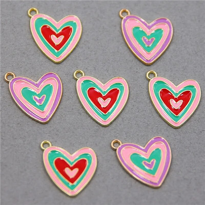10 vnt Daili maža spalvinga širdies formos emalio žavesio visų spalvų mažytė širdelės žavesio pakabukas papuošalų karolių auskarų gamybai
